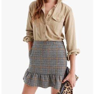 J. Crew Houndstooth Flounce Mini Skirt, 100% wool, size 0